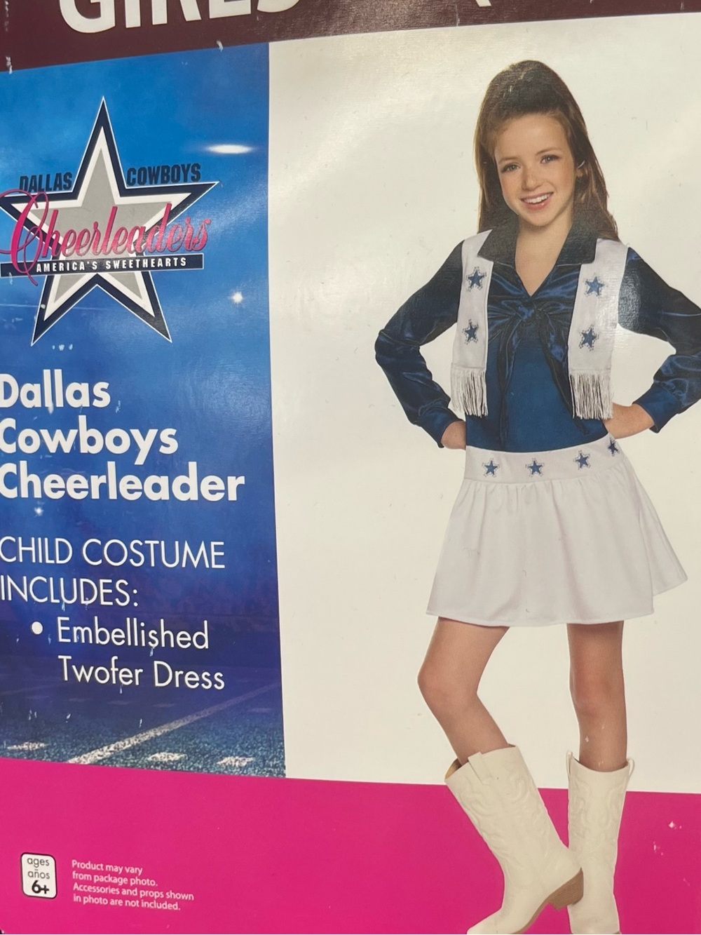 Dallas cowboys cheerleader Halloween girls kids costume 6x small